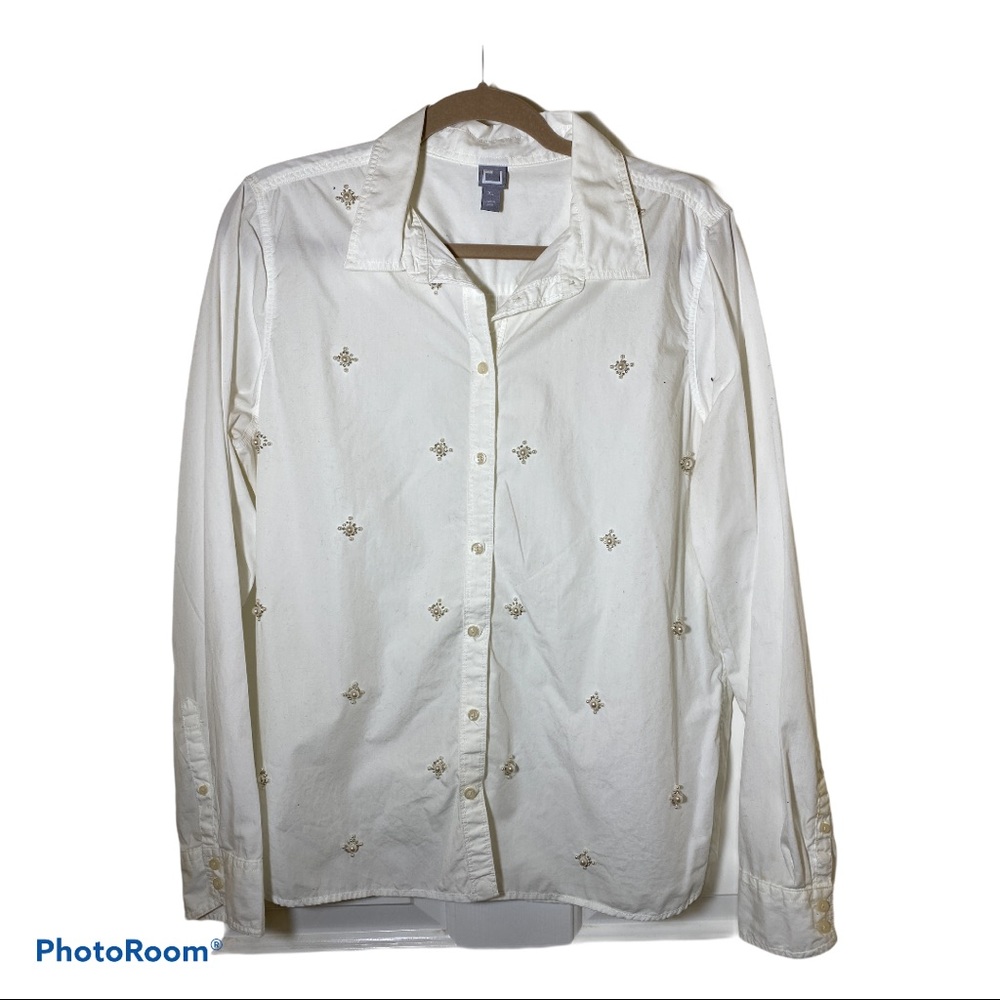3 for $25 | JC Penney White Button Down with Embellishments